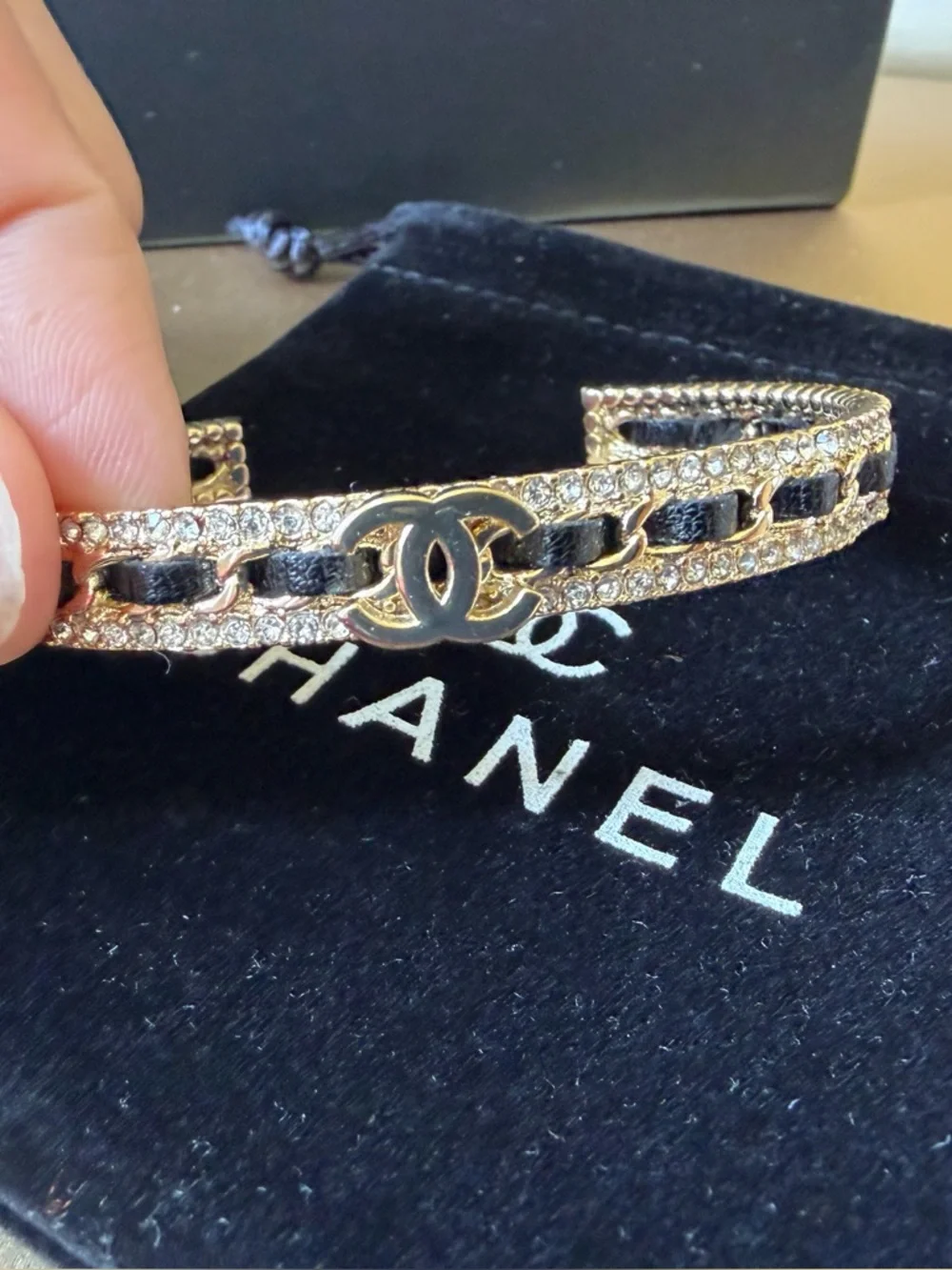 Chanel Gold and black Bangle Bracelet - Picture 5 of 12
